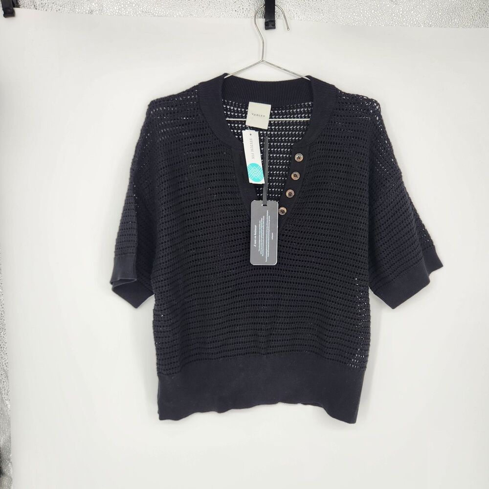 Varley Black Large Callie Knit Top NWT 100%‎ Cotton
